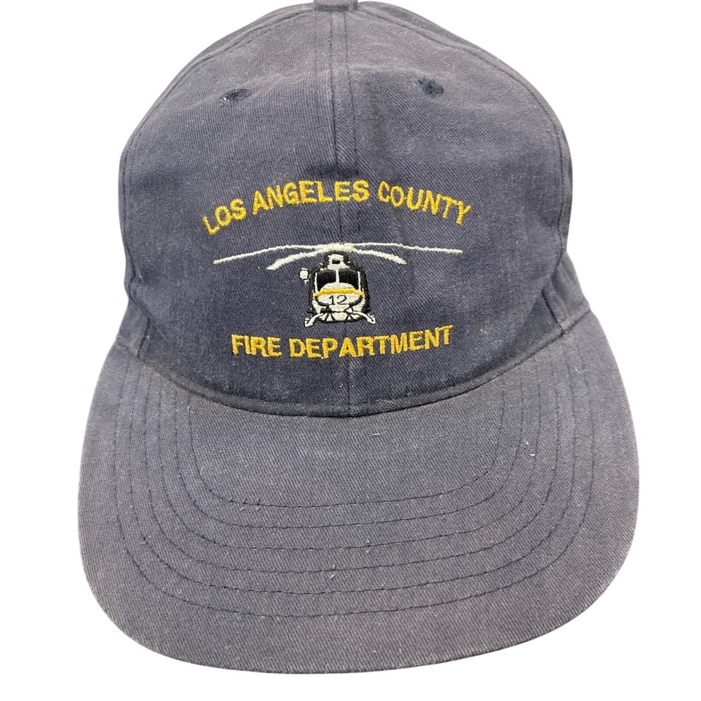 Vintage Los Angeles County Fire Department Air Attack Helicopter Snapback Hat - Picture 1 of 3